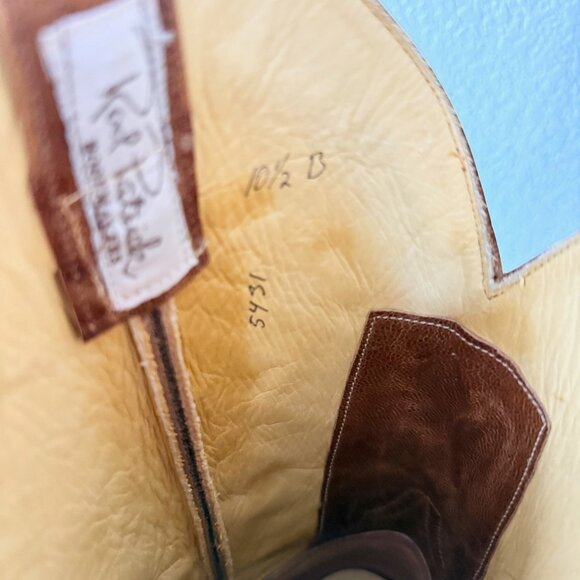 Rod Patrick Mens Cowboy Boots 10.5B Brown Calf Western Leather Soles Blunt Toe - Picture 12 of 14